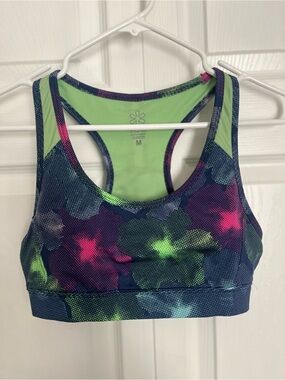 Old Navy Floral Racerback Sports Bra in Green, Purple & Pink